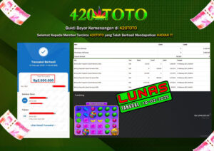 BUKTI KEMENANGAN 420TOTO - PADA GAMES SLOT PERMAINAN Betting Win Pragmatic (Sweet Bonanza 1000)